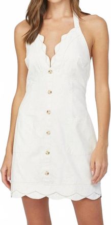 Fate Halter V-Neck Scallop Edge Mini Dress In Ivory