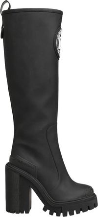 Dolce & Gabbana Hoge Laarzen - Dames - Laarzen met Hak - Zwart - 35 EU - Katoen - Schoenen