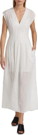 Rag & Bone Ines Embroidered Midi Dress In White