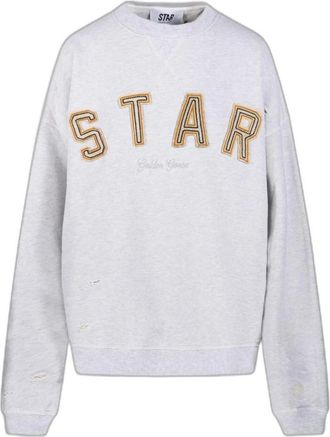 Golden Goose Logo Katoenen Sweater - Heren - Sweatshirts - Grijs - L - Katoen - Hoodies & sweatvesten