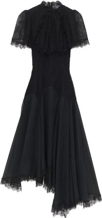 Alexander McQueen Abito midi con ruches - Nero