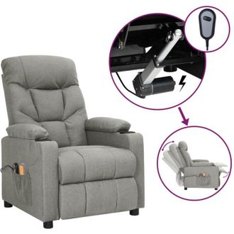 vidaXL Vidaxl - Poltrona Massaggiante Elettrica Grigio Chiaro in Tessuto