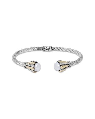 Samuel B. 18K & Silver Pearl Twisted Cable Bangle Bracelet