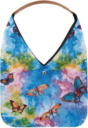 Generic Tie Dye Butterfly Pattern Reusable Lightweight Grocery Bags - Foldable Into Compact Pouch, Washable & Sturdy, Multipurpose for Shopping and Travel