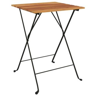 vidaXL Vidaxl - Mesa De Cafeter&iacute;a Plegable Teca Maciza Y Acero 55x54x71 Cm