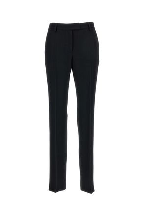 Alberto Biani Black Straight-Leg Fluid Fabric Cropped Pants