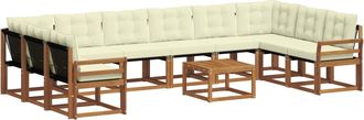 vidaXL Conjunto De Sof&aacute;s De Exterior 11 Uds. Natural Y Crema Vidaxl
