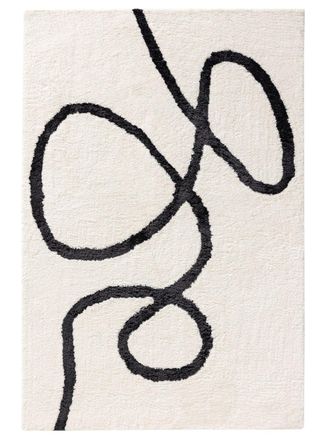 benuta Alfombra pelo largo blanco y negro 160x230