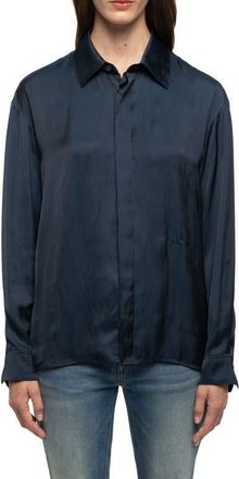 Zadig&Voltaire Tyrica Satin Shirt in Encre at Nordstrom, Size X-Small
