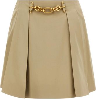 Balmain Cotton Gabardine Mini Rok - Dames - Korte rokken - Beige - S - Katoen - Rokken