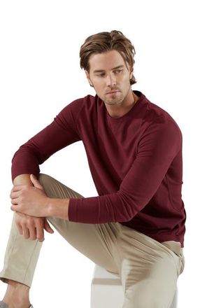 Robert Talbott Kelly Long Sleeve Cotton Crepe Tee in Burgundy at Nordstrom, Size Xx-Large