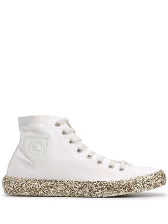 Saint Laurent Bedford sneakers met glitterzool - Beige