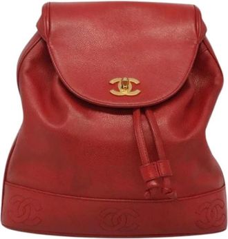 Chanel Pre-owned Leren Rugzak - Dames - Vintage Rugzakken - Rood - ONE Size - Leer - Vintage
