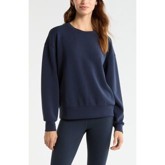 Zella Ultra Soft Boxy Crew Sweatshirt in Navy Sapphire at Nordstrom, Size Xx-Large