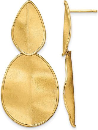 Diamond2Deal 14k Yellow Gold Polished Textured Drop Dangle Earrings