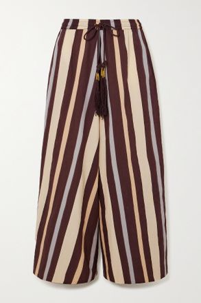 Yvonne Sporre Pantaloni A Gamba Larga In Popeline Di Cotone A Righe - Marrone