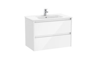 Roca Roca - Pack Unik Mueble De 2 Cajones + Lavabo Tenet Color: Blanco Brillo - Medidas: 785x460x565 Mm