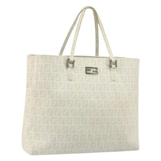 Fendi Pre-owned Tote Bags, female, White, Size: ONE SIZE Pre-owned Zucchino Canvas Tote Bag