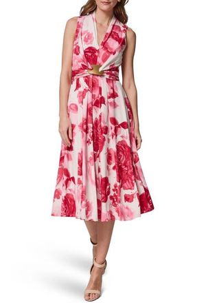 DKNY Floral Print Sleeveless Midi Dress in Azalea Muli at Nordstrom, Size 16