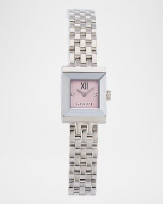 Gucci 14x18mm G-Frame Small Square Watch with Bracelet Strap