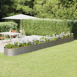 vidaXL Jardinera Arriate Acero Galvanizado Plata 620x80x36 Cm Vidaxl