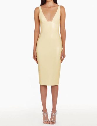 Amanda Uprichard Sorvette V-Neck Midi Dress In Beige