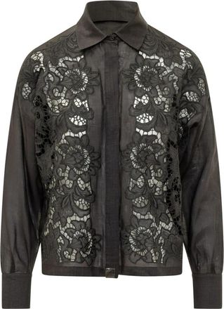 Max Mara Mstcali Shirt - Dames - Overhemden - Zwart - XL - Polyester - Overhemden