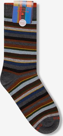 Gallo Gestreifte Socken aus Baumwolle und Kaschmir