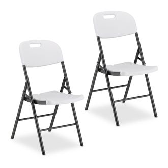 Relaxdays Relaxdays - Silla Plegable, Set De 2 Asientos De Jard&iacute;n Y Balc&oacute;n, Hasta 150 Kg, Resistentes Intemperie, Blanco