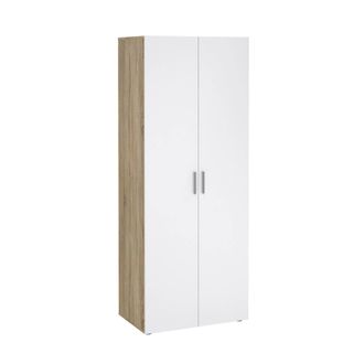 Dmora Armario 2 Puertas Coralie, Muebles De Dormitorio, Vestidor, Armario De Ropa, 79x50 H201 Cm, Roble Y Blanco Brillante - Dmora