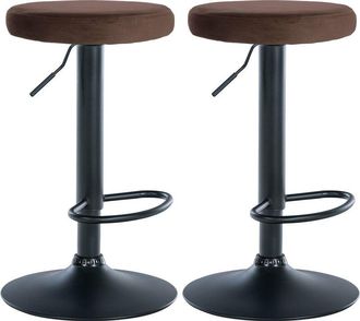 Clp Set De 2 Taburetes De Bar Ponte En Terciopelo Marr&oacute;n Metal Negro Mate