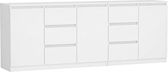 OEM Conjunto De Muebles Modernos: C&oacute;moda De 3 Puertas Y 6 Cajones - Blanco Mate