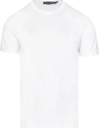Dolce & Gabbana Wit Geborduurd Handtekening T-Shirt - Heren - T-shirts - Wit - XL - Katoen - Tops
