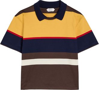 Versace Logo-embroidered Striped Cotton Polo T-shirt - Brown - 46 (UK14 / L)