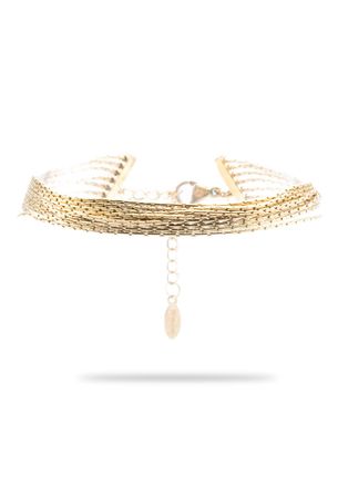Freddy Bracciale multi-filo in acciaio dorato con catena a spiga