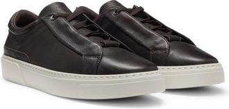 BOSS Gary grained-leather trainers with hidden laces