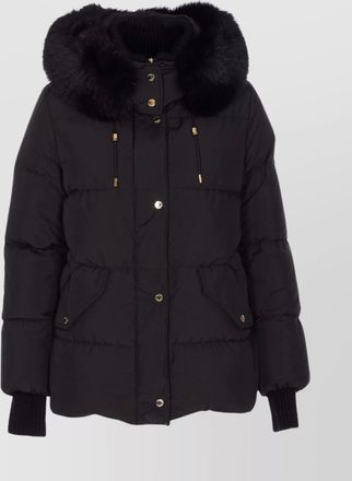 Moorer quilted jacket with removable fur hood