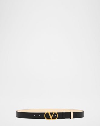 Valentino Garavani VLogo Signature Reversible Leather Belt, 30mm