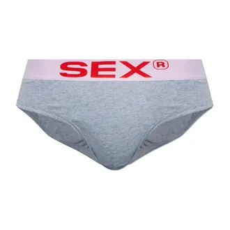 Carne Bollente Bottoms, male, Gray, Size: XL Lettering Waistband Briefs