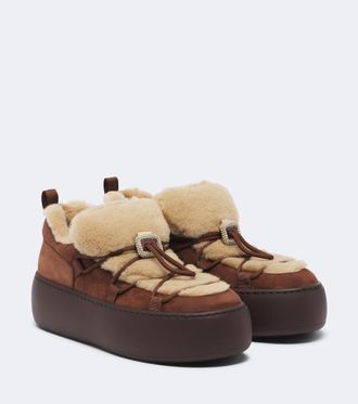 Roger Vivier Viv Up shearling and suede sneakers