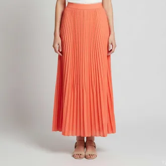Manoush Manoush Bright Pink Crepe Plisse Maxi Skirt