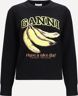 Ganni Maglione con stampa banane Woman XS