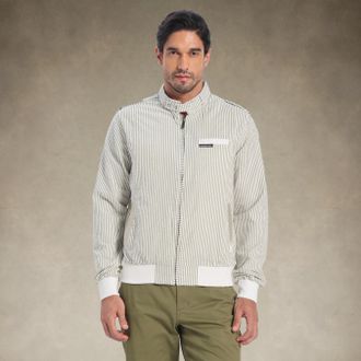 Members Only Mens Seersucker Iconic Racer Jacket