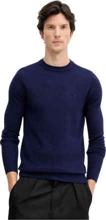 Trussardi Trui met ronde hals - Heren - Ronde hals truien - Blauw - XL - Wol - Truien & Vesten