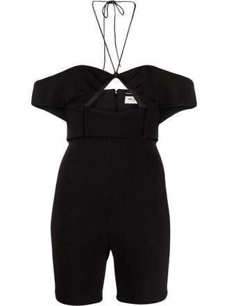 Saint Laurent halterneck cold-shoulder playsuit - women - Silk/Wool - 40 - Black