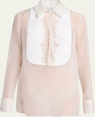 Gabriela Hearst Oriana Silk Organza Bib Blouse
