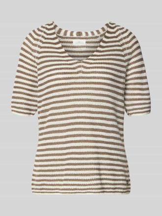 Fynch-Hatton Fynch-Hatton T-Shirt aus Leinen mit V-Ausschnitt in Mittelbraun, Gr&ouml;&szlig;e XXL