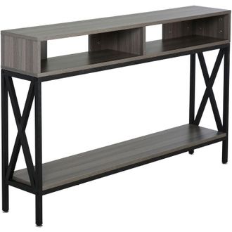 HOMCOM Homcom - Mueble Recibidor Mesa De Consola Estrecha Con Estante Inferior Y 2 Compartimentos Abiertos Para Entrada Pasillo Sal&oacute;n 120x23,5x75 Cm