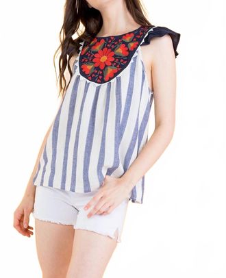 THML Clothing Ruby Pop Embroidered Top In Navy Blue