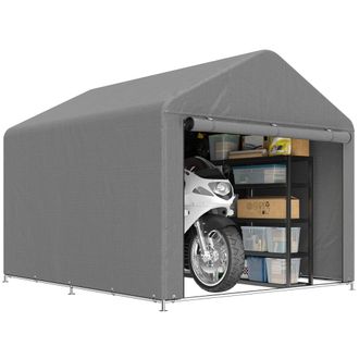 OEM Carpa De Jard&iacute;n Para Bicicletas Con Marco De Metal Galvanizado Puerta Con Cremallera Impermeable Anti-uv 2,4x2x2 M Gris
